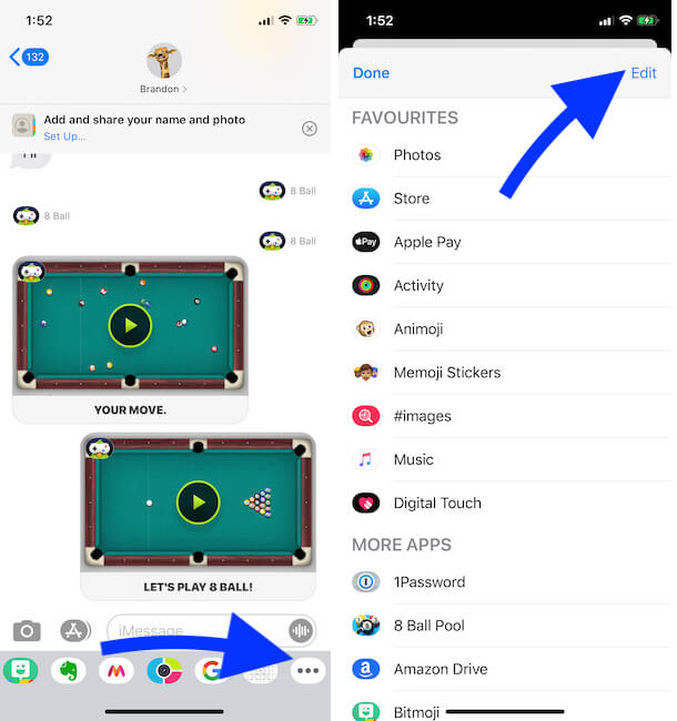 Find installed Game and app in Message app on iPhone