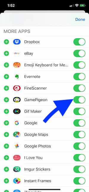 Hide or Remove app or Game from iMessage app Drawer