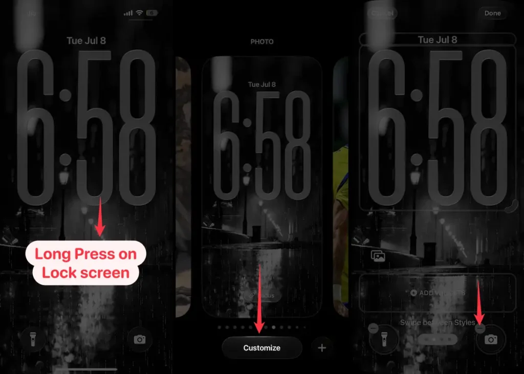 how to customize on iphone lock screen to remove camera control