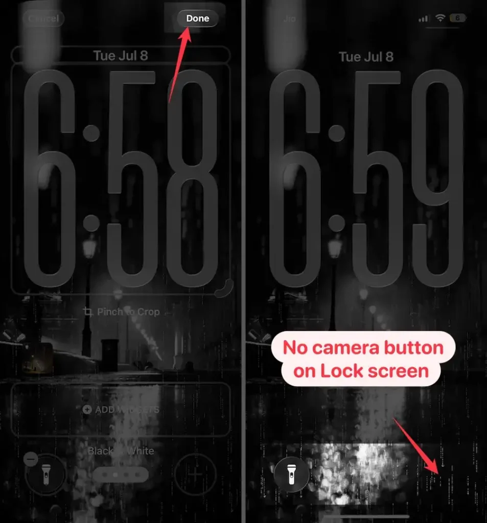 no camera button on iPhone lock screen
