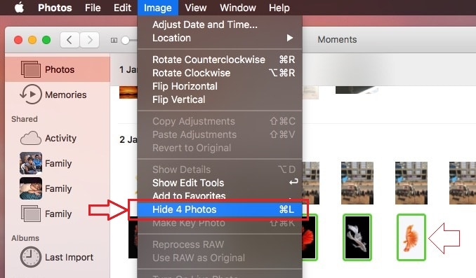 2 Скрыть изображения в приложении Mac для фотографий без приложения