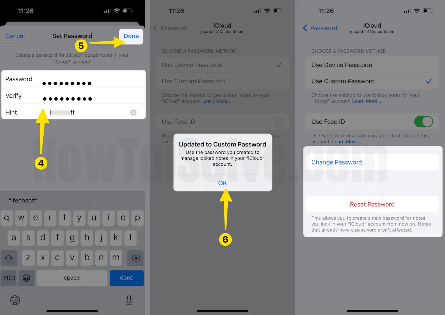Enter your password, verify, hint and tap on done then ok button on iPhone