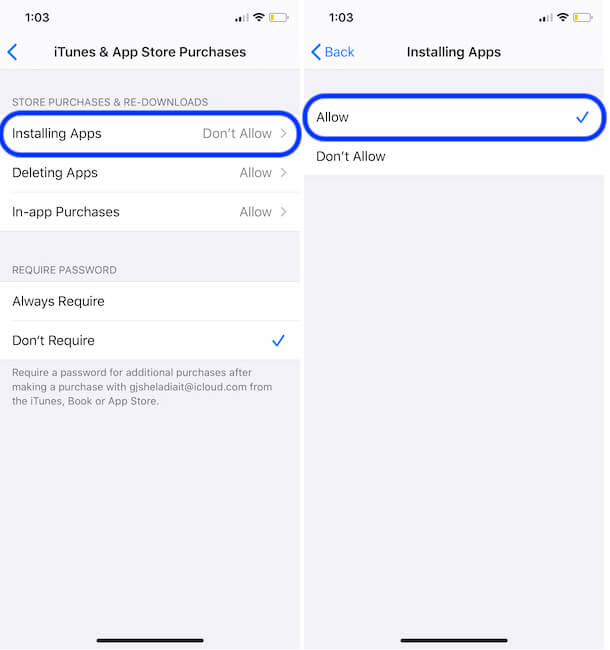 Allow app installing on iPhone