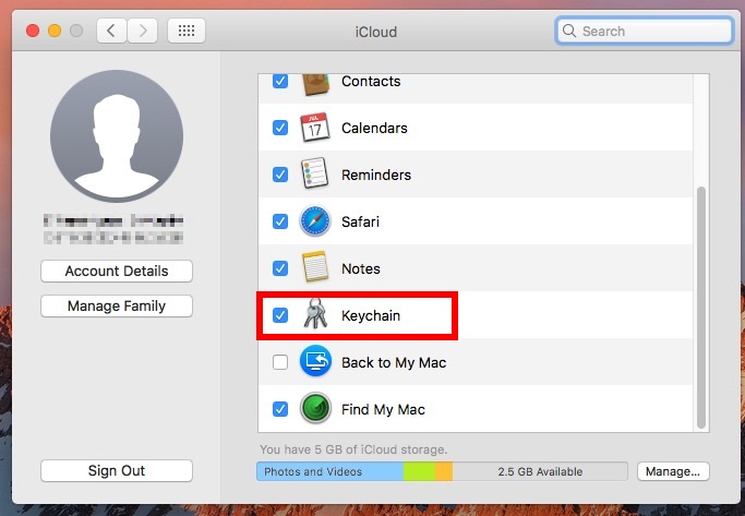Enable Keychain to Set Up iCloud Keychain on macOS Sierra 