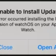 unable to install update an error occurred installing the latest version of watchos