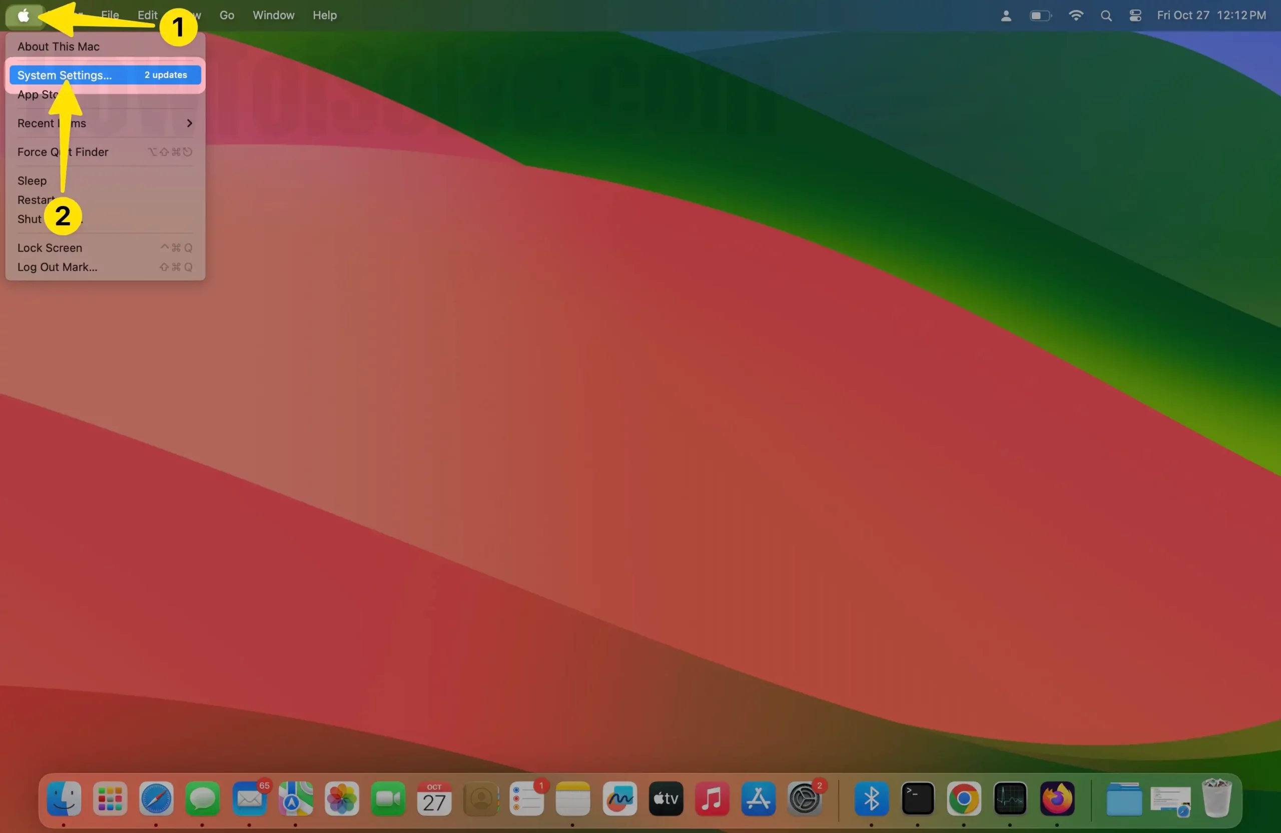 Click Apple Logo Select System Settings On Mac