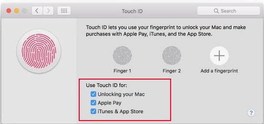 3 Включите отключение отпечатков пальцев Touch ID на Macbook pro для использования