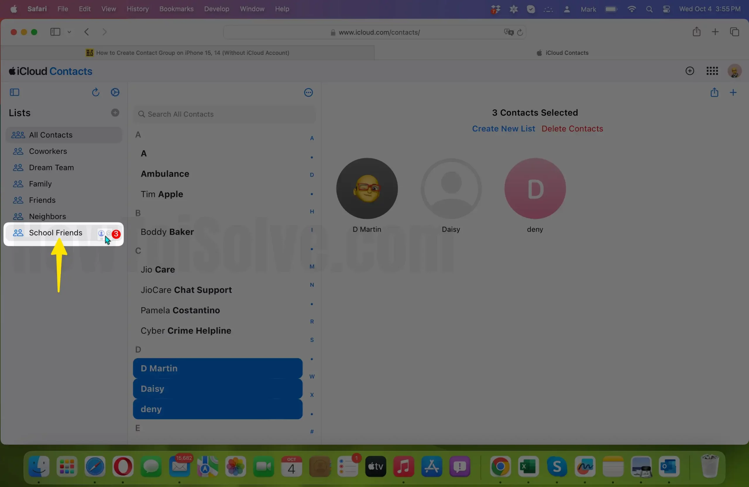 click contacts number then add for group on mac