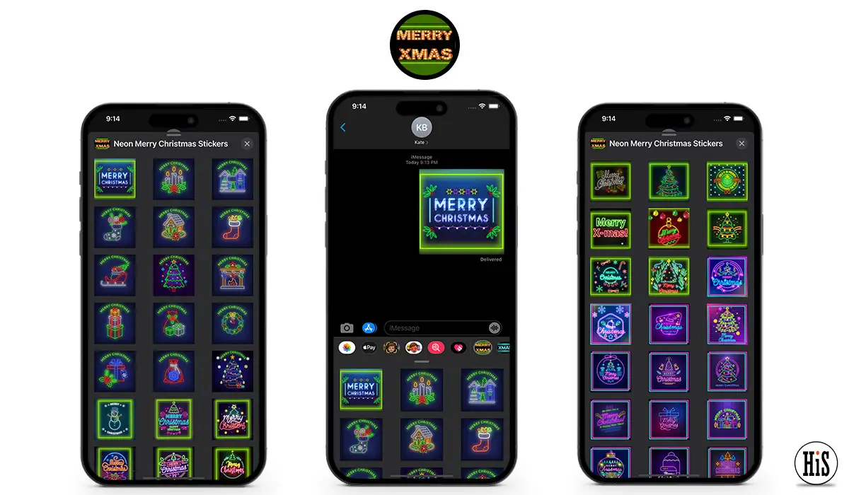 iMessage App for Neon Merry Christmas Stickers