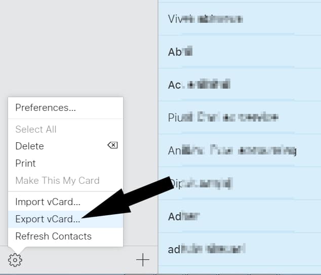 2 Export all selected icloud contacts on Windows or Mac