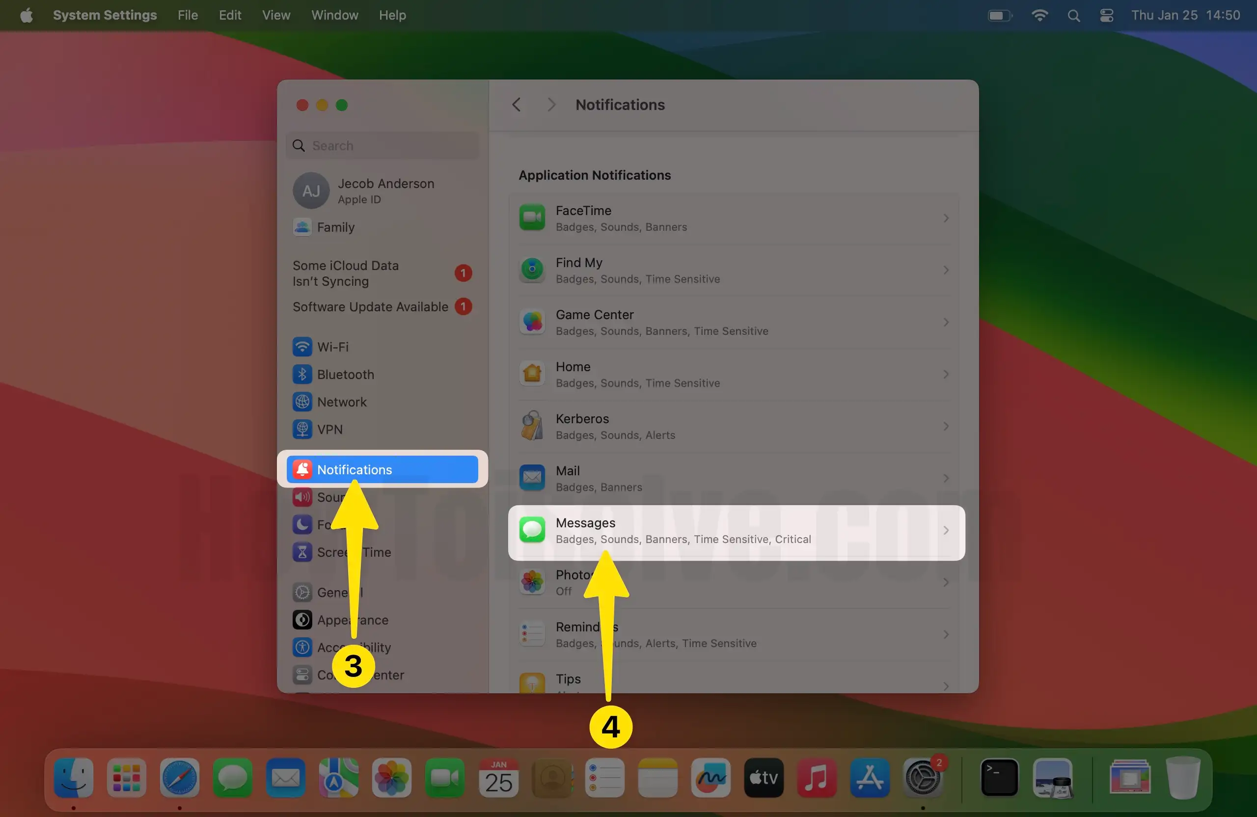 Click notifications select messages on mac
