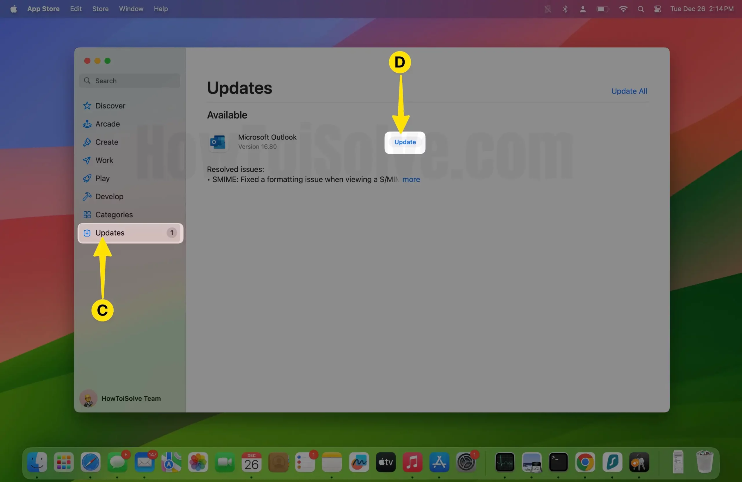 Tap on Update on Mac 