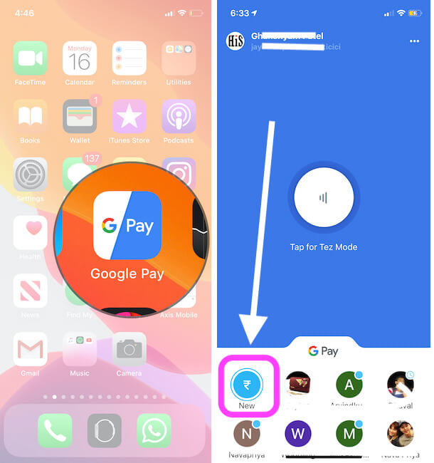 Совершить платеж с помощью Google Pay на iPhone