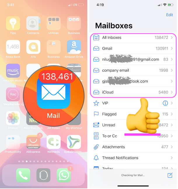 Remove mail inbox from iPhone mail app