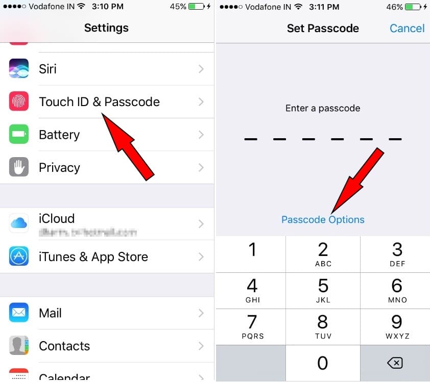 Set Alphanumeric Passcode iOS 10 how to