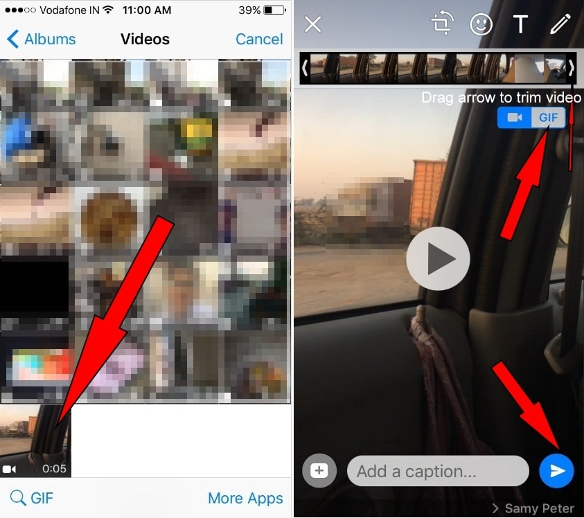 turn Video into Gif on Whatsapp with iPhone