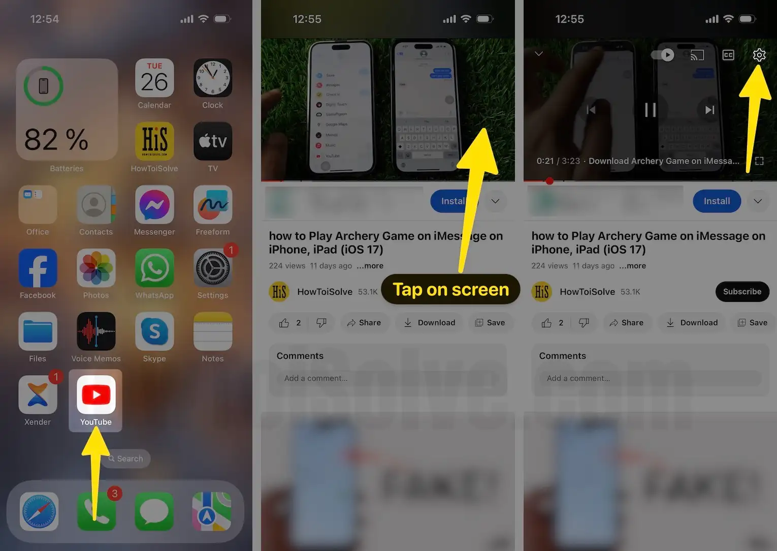 Launch the youtube app tap on screen then select settings on iPhone