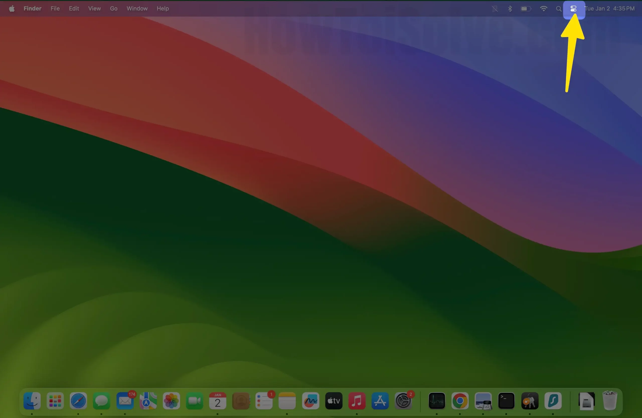 Open notification control center on mac
