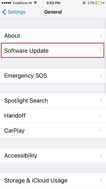 Check Software update iOS device