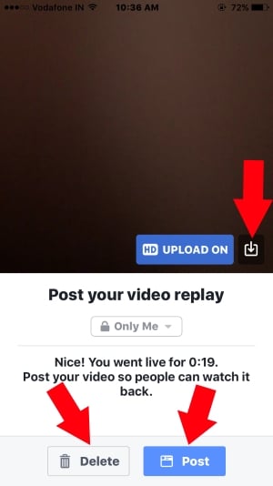 4 Live video option after broadcast on iPhone and iPad