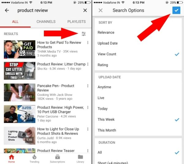 How to Filter YouTube Video by Rating, Views, Likes, Recent on iPhone