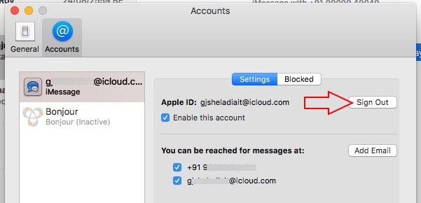 Sign out iMessage on Mac