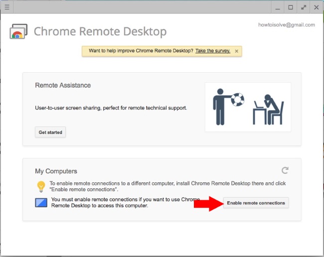 Enable Remote connection on Mac chrome browser