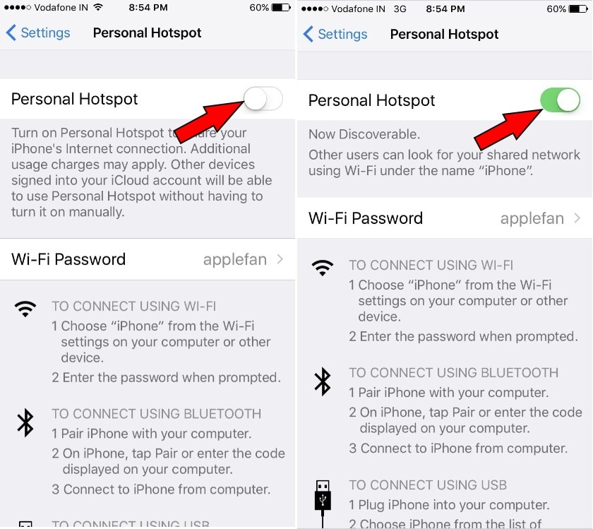 Set up Wi-Fi mobile Personal Hotspot on iPhone 7