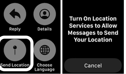 Send location from apple watch with Location service enabled