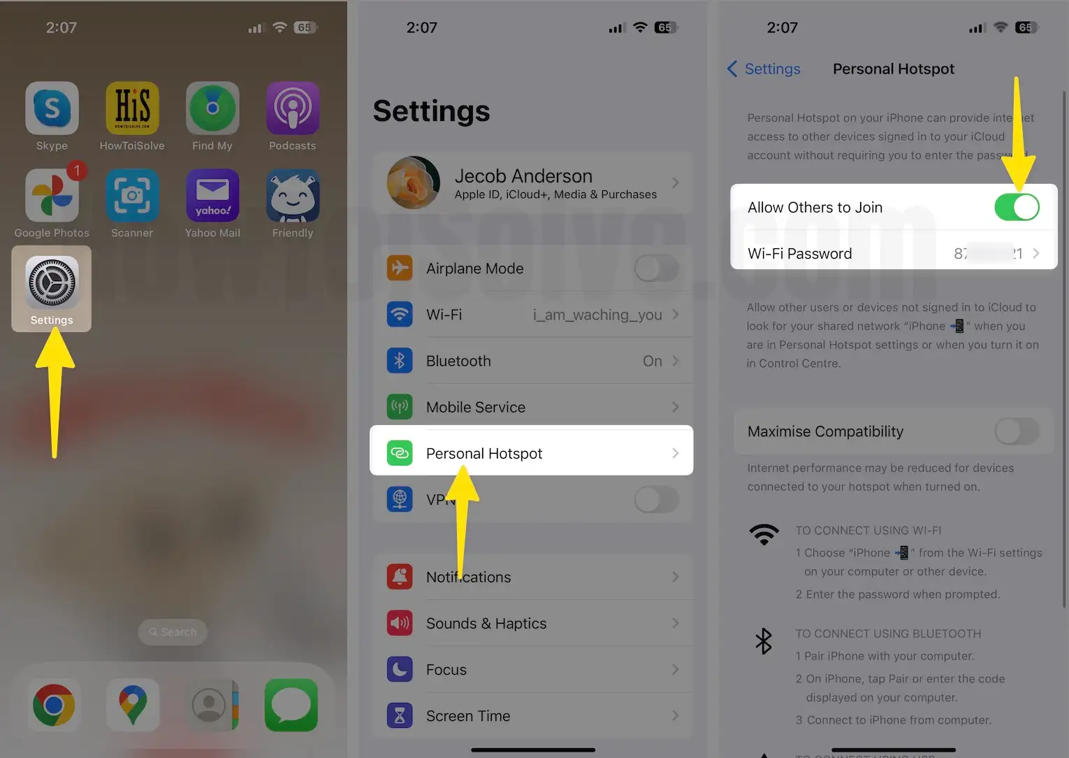 iphone add personal hotspot to control center
