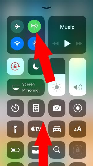 1 Open Control Center and Turn on Cellular Data on iPhone