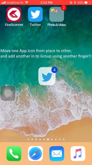 2 Create a Group of other app icon on home screen and move in to folder on iPhone
