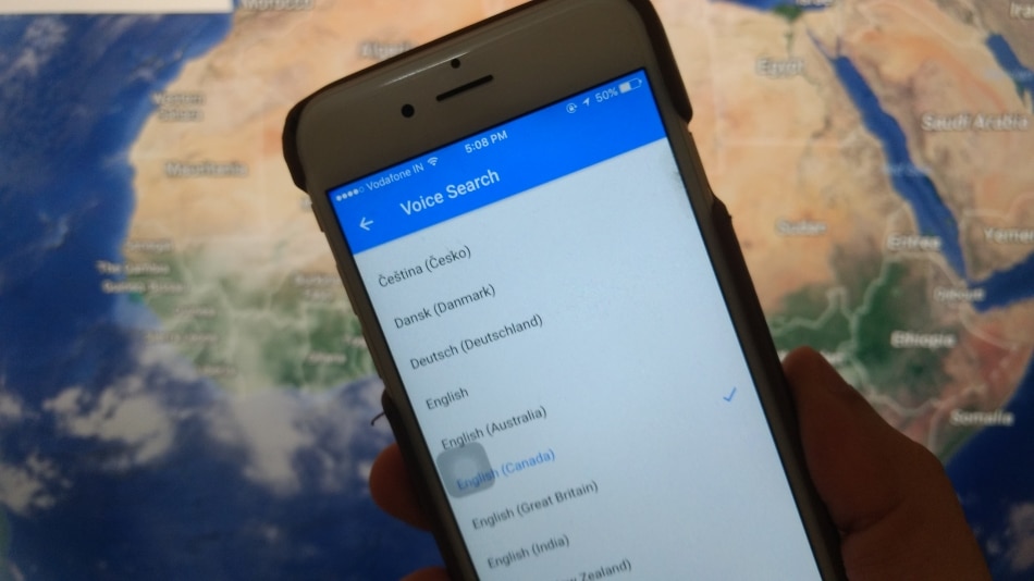language in google maps on iphone ipad