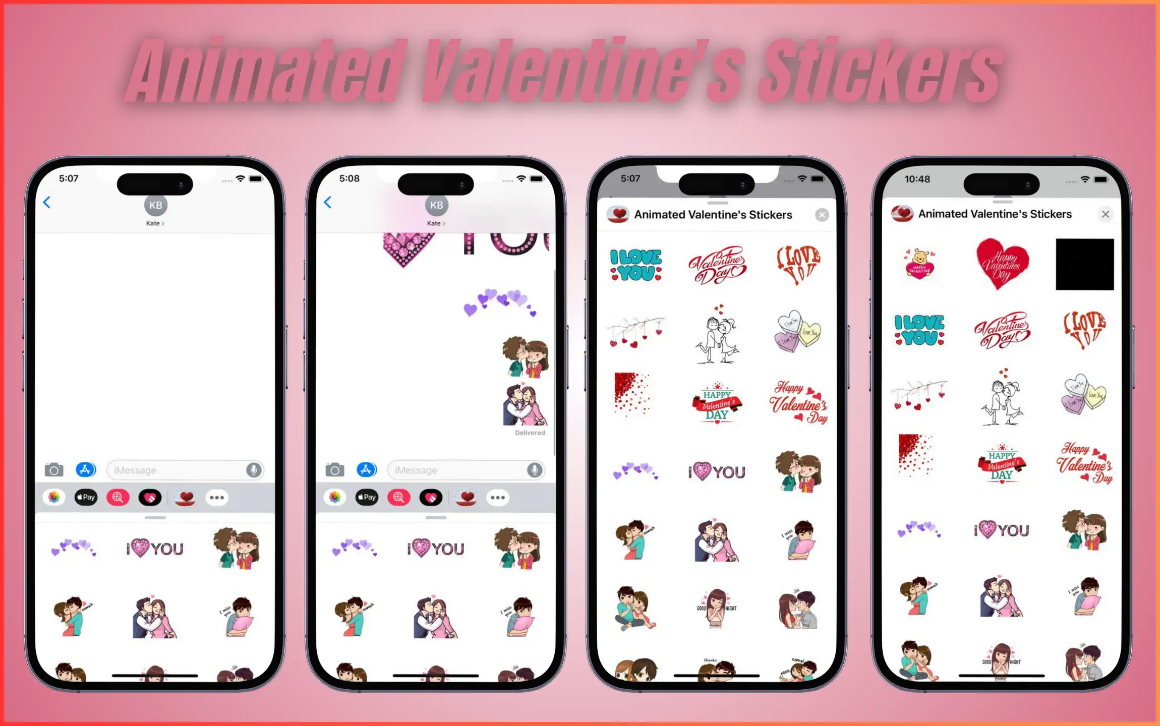 Animated Valentine's Stickers App for iMessage of iPhone