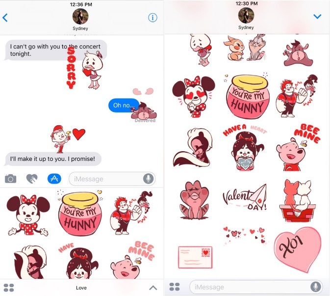 Disney Stickers Love iMessage App for iPhone
