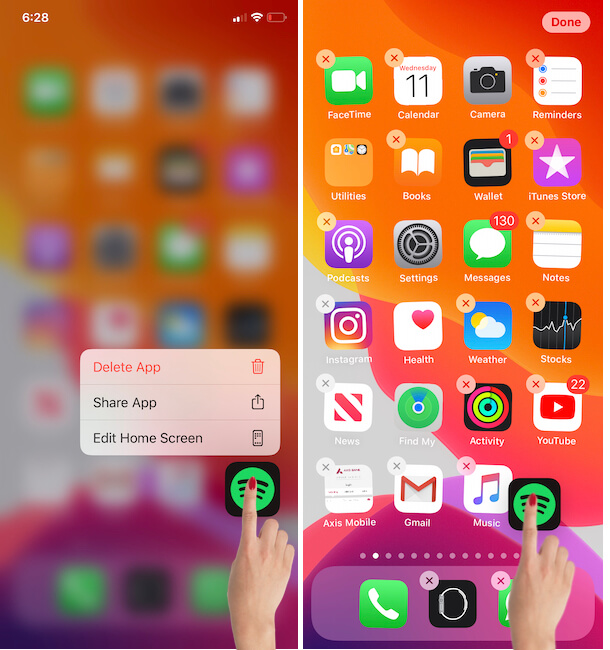 Edit home screen on iPhone