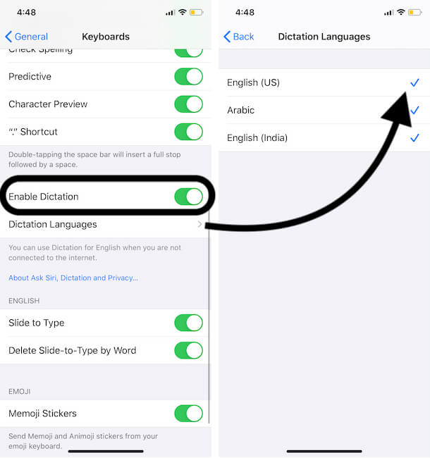 Enable Dictation on Your iPhone from Settings app