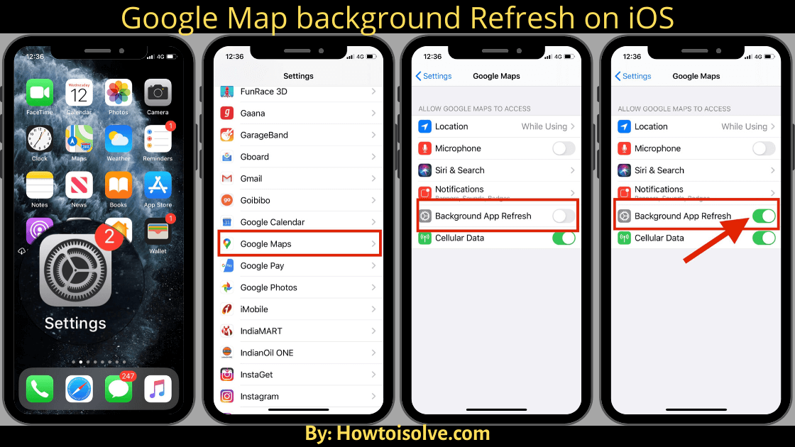 Get How to turn on Google Map background Refresh on iPhone iPad