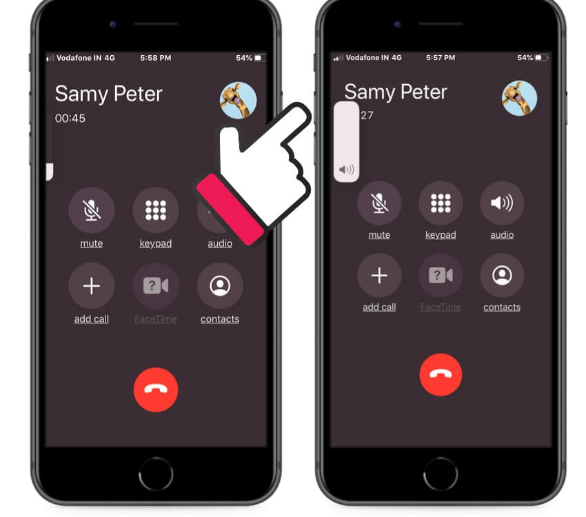 Увеличение громкости во время разговора на iPhone