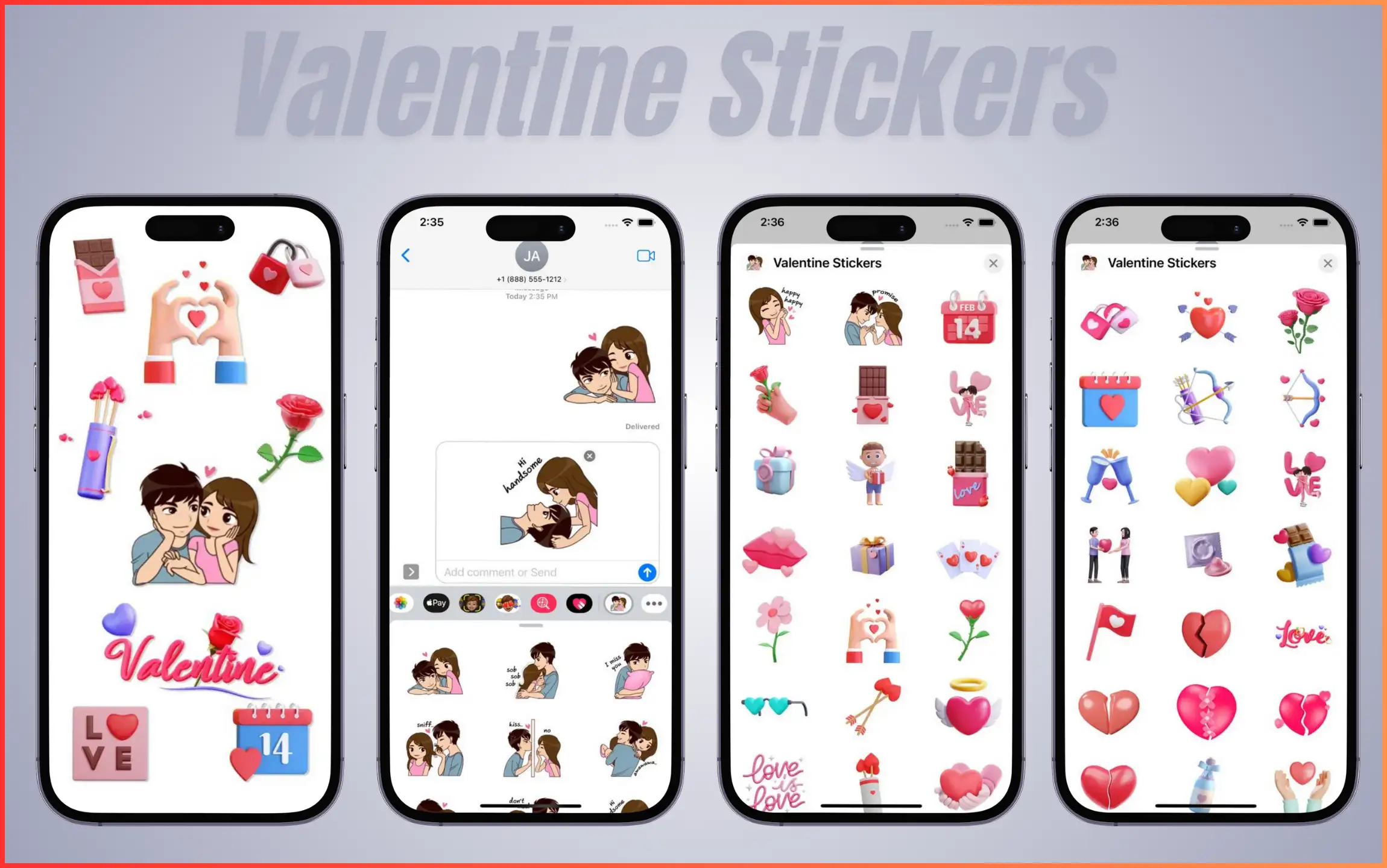 Valentine Stickers App for iMessage of iPhone