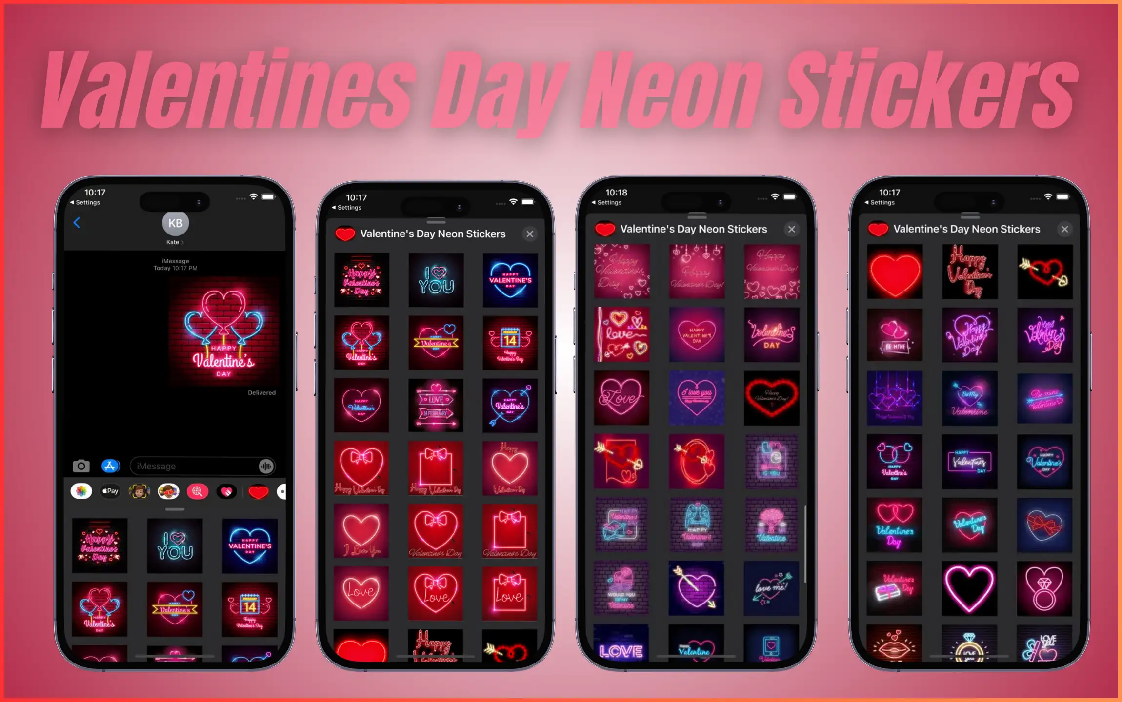 Valentines Day Neon Stickers App for iMessage of iPhone