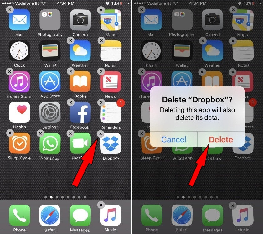 Delete DropBox App and Install back oon iPhone