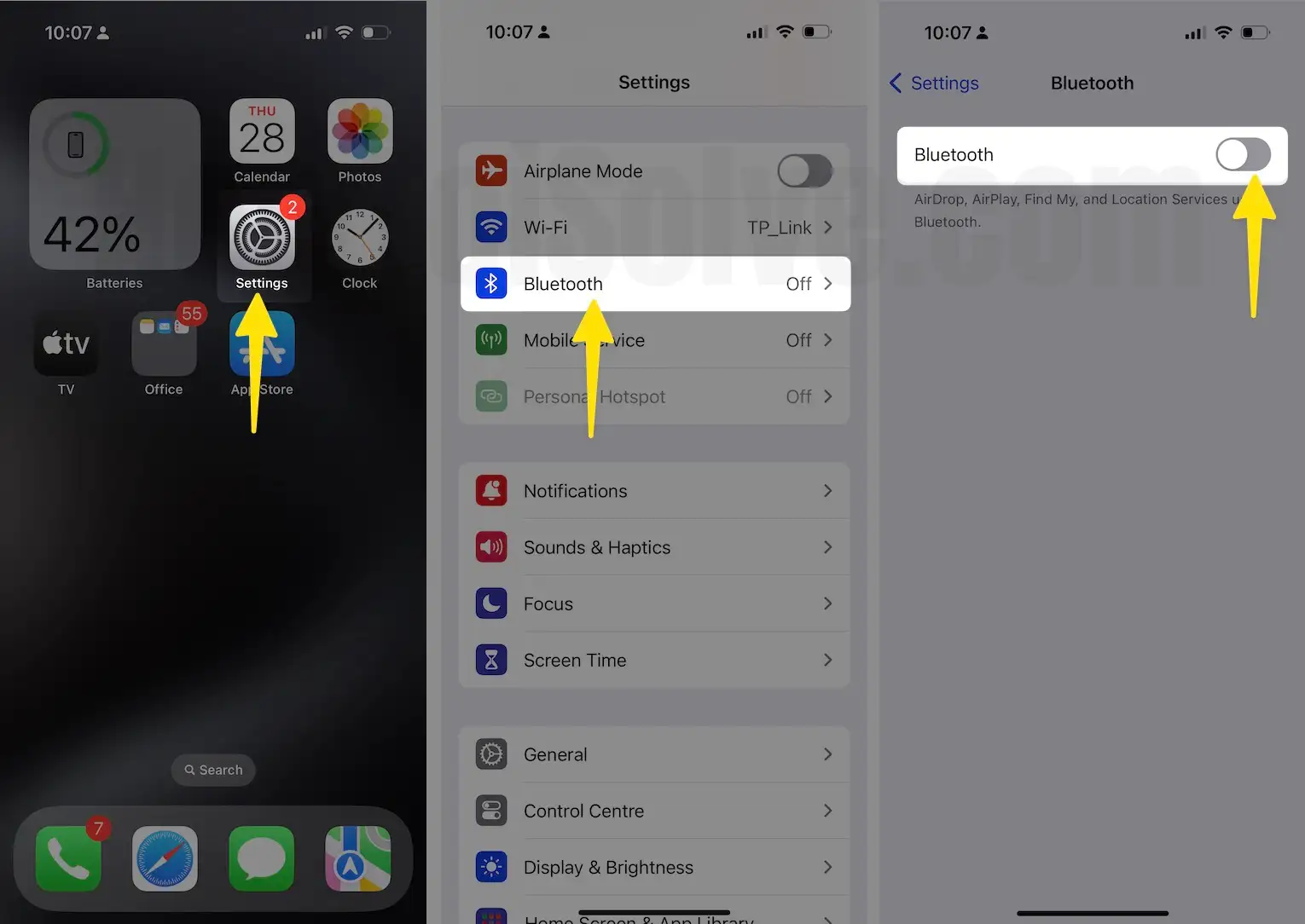 how to turn off bluetooth on iPhone
