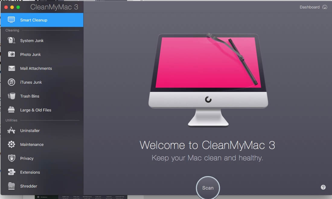 Экран приветствия для Clean My Mac 3