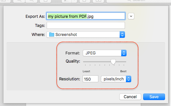 Choose file format and quality name then save