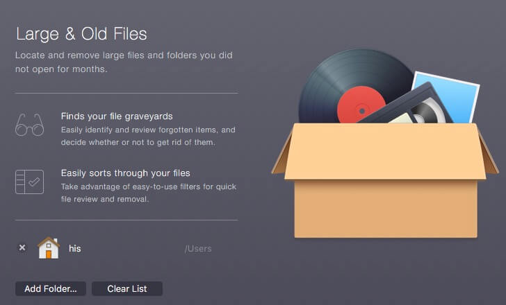 Найдите большие и старые файлы на Mac и удалите