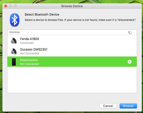 Browse Bluettoth Device manually on Mac
