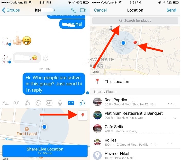 Set live or Static location on Messenger map