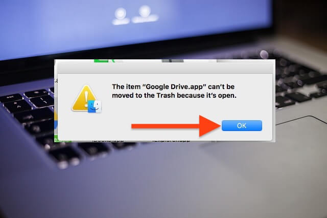 This app can’t be moved to trash because it's open or in Use on Mac OS Sierra