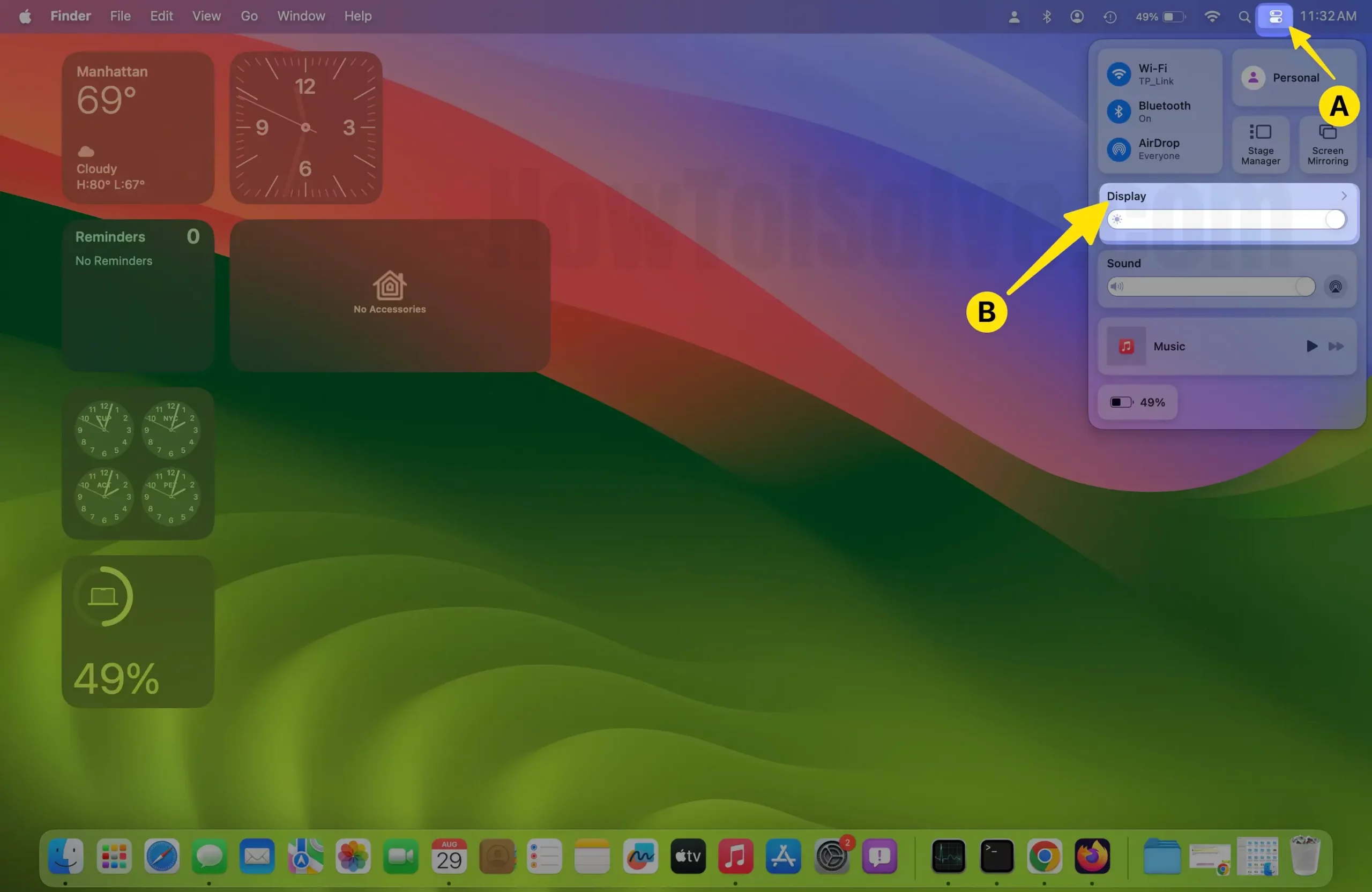 Open Display Settings from Control Center on Mac